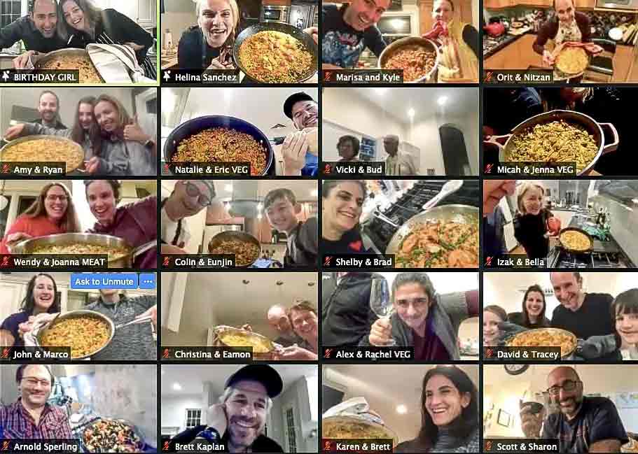 Mother and daughter professional chefs from Paella Barcelona Cooking School in their cooking workshop in the center of Barcelona.